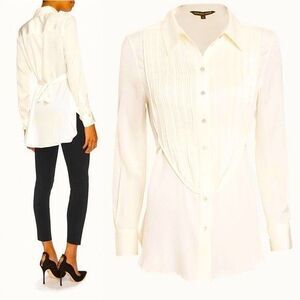 Merissa Webb Women’s Evengeline Silk Tuxedo Blouse Sz M ECU